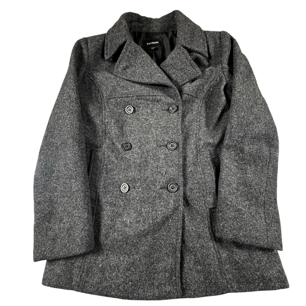 Express Pea Coat Women's 3/4 Wool Double Breasted Jacket Outerwear Winter Heavy